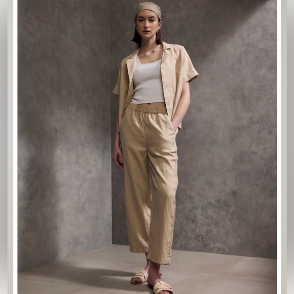 Quince 100% Organic Linen Short Sleeve Button Front Boxy Casual Shirt Women Larg - Picture 10 of 13